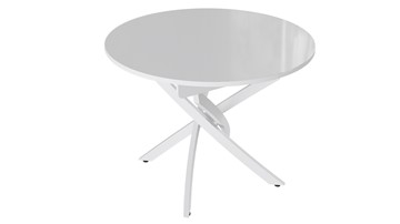 Кухонный раскладной стол Diamond тип 3 (Белый муар/Белый глянец) в Чебоксарах - предосмотр