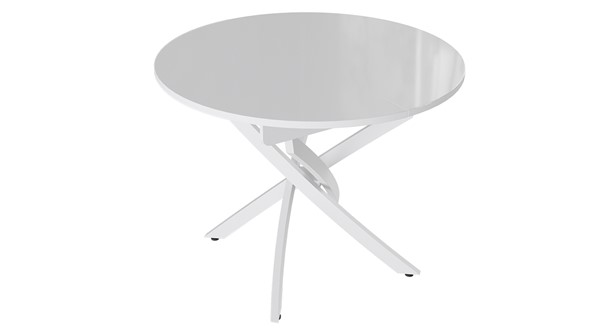Кухонный раскладной стол Diamond тип 3 (Белый муар/Белый глянец) в Чебоксарах - изображение