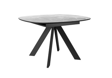 Кухонный раскладной стол DikLine BK100 Керамика Серый мрамор/подстолье черное/опоры черные в Чебоксарах