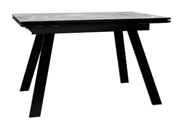 Кухонный стол раздвижной DikLine DKL140 Керамика Серый мрамор/опоры черные (2 уп.) в Чебоксарах - предосмотр