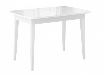 Кухонный стол раздвижной Dikline M110 Белый/стекло белое глянец/ножки MM белые в Чебоксарах