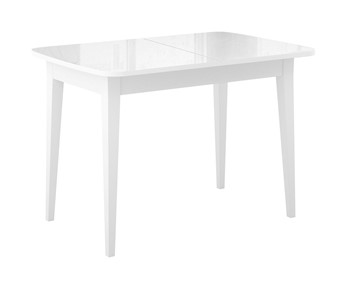 Кухонный стол раскладной Dikline M120 Белый/стекло белое глянец/ножки MM белые в Чебоксарах