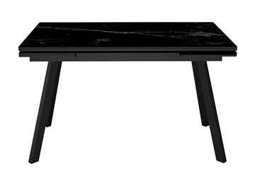 Обеденный раздвижной стол DikLine SKA125 Керамика Черный мрамор/подстолье черное/опоры черные (2 уп.) в Чебоксарах