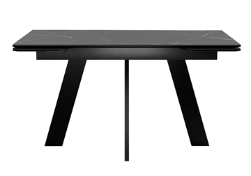 Кухонный раскладной стол DikLine SKM140 Керамика Черный мрамор/подстолье черное/опоры черные (2 уп.) в Чебоксарах