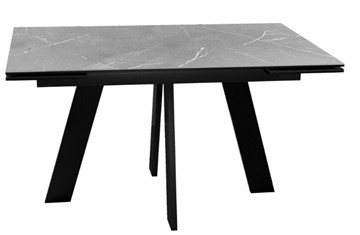 Раздвижной стол DikLine SKM140 Керамика серый мрамор/подстолье черное/опоры черные (2 уп.) в Чебоксарах