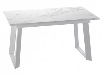 Обеденный раздвижной стол Dikline ZLS140 Мрамор белый глянец/ножки белые в Чебоксарах