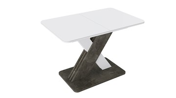 Кухонный стол раскладной Люксембург тип 1 (Белый/Ателье темный/Стекло белое матовое) в Чебоксарах