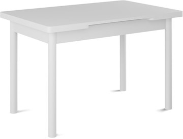 Обеденный раздвижной стол Милан-1 EVO, ноги металлические белые, белый цемент в Чебоксарах