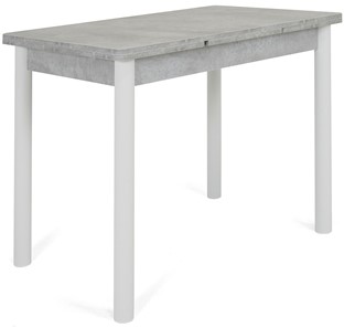 Кухонный стол раскладной Милан-1 EVO, ноги металлические белые, светлый цемент в Чебоксарах