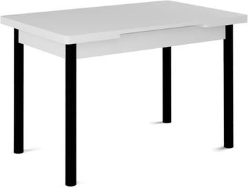 Кухонный стол раскладной Милан-1 EVO, ноги металлические черные, белый цемент в Чебоксарах