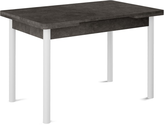 Кухонный стол раскладной Милан-2 EVO, ноги белые, серый камень в Чебоксарах - изображение