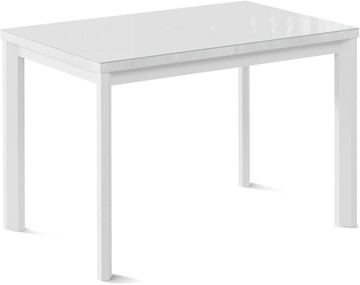 Кухонный стол раздвижной Нагано-1G (ноги металлические белые, стекло cristal/белый цемент) в Чебоксарах