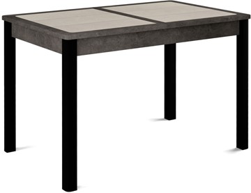 Обеденный раздвижной стол Ницца-2 ПЛ (ноги черные, плитка бежевая/серый камень) в Чебоксарах