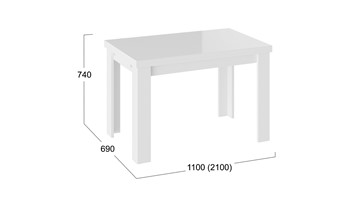 Стол раздвижной Норман тип 1, цвет Белый/Стекло белый глянец в Чебоксарах - предосмотр 2