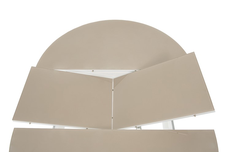 Кухонный раскладной стол Ривьера исп. круг хром №5 (стекло белое/черный) в Чебоксарах - изображение 4