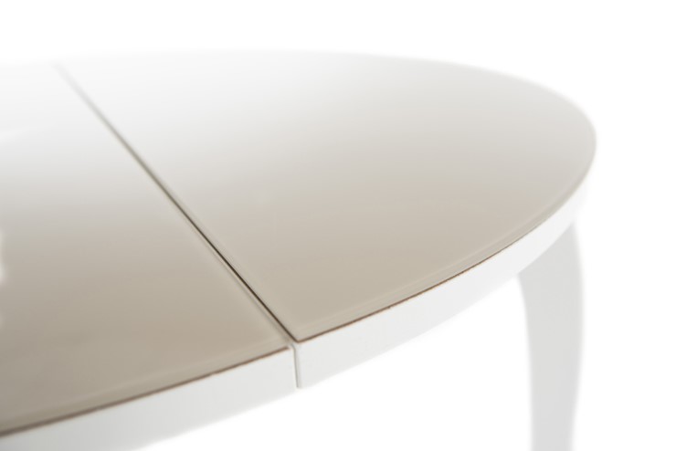 Кухонный раскладной стол Ривьера исп. круг хром №5 (стекло белое/черный) в Чебоксарах - изображение 6