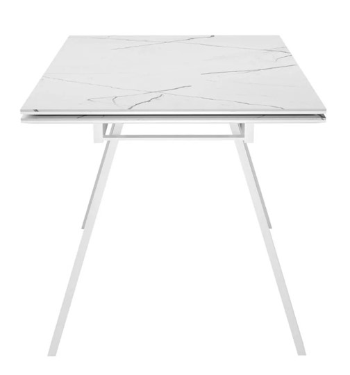 Кухонный раздвижной стол SKL 140, керамика белый мрамор/подстолье белое/ножки белые в Чебоксарах - изображение 3