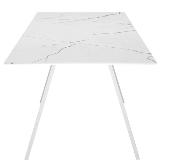 Кухонный раздвижной стол SKL 140, керамика белый мрамор/подстолье белое/ножки белые в Чебоксарах - изображение 4