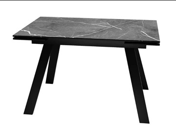 Кухонный раскладной стол SKL 140, керамика черный мрамор/подстолье черное/ножки черные в Чебоксарах