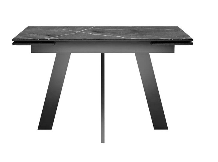 Кухонный стол раздвижной SKM 120, керамика черный мрамор/подстолье черное/ножки черные в Чебоксарах - изображение 2