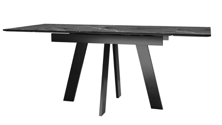 Кухонный стол раздвижной SKM 120, керамика черный мрамор/подстолье черное/ножки черные в Чебоксарах - изображение 3