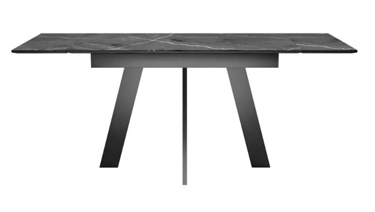 Кухонный стол раздвижной SKM 120, керамика черный мрамор/подстолье черное/ножки черные в Чебоксарах - изображение 4