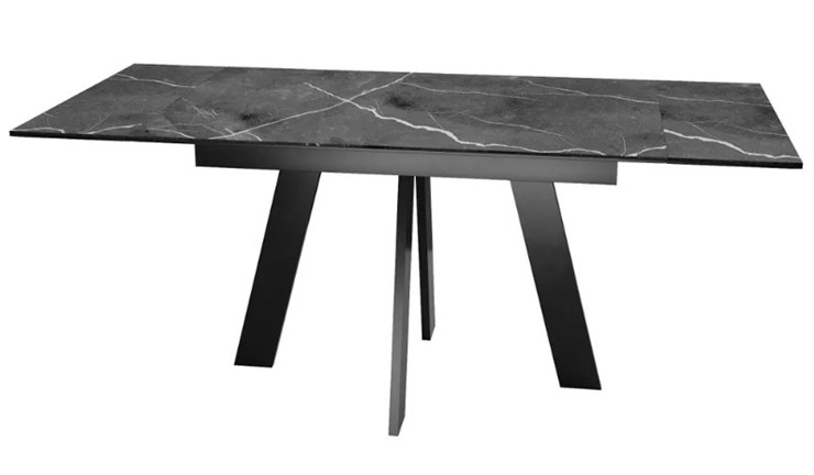Кухонный стол раздвижной SKM 120, керамика черный мрамор/подстолье черное/ножки черные в Чебоксарах - изображение 5