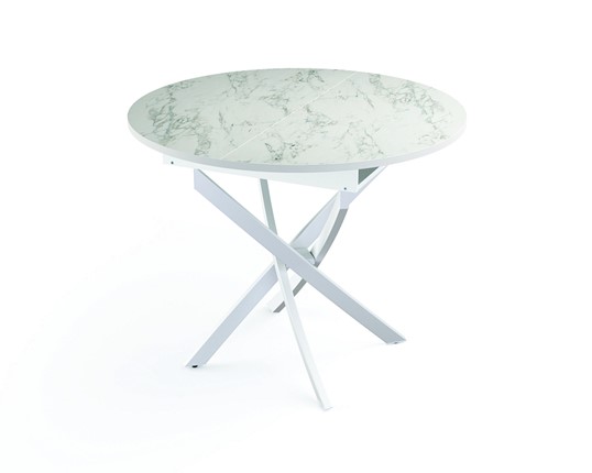 Обеденный стол 55.04 Адажио, мрамор белый/белый/металл белый в Чебоксарах - изображение