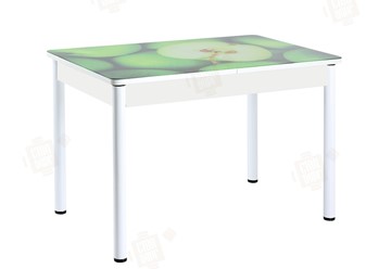 Раздвижной стол Айсберг-01 СТФ, белый/фотопечать зеленые яблоки/ноги крашеные в Чебоксарах