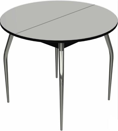 Кухонный раскладной стол Ривьера исп. круг хром №5 (стекло белое/черный) в Чебоксарах - изображение