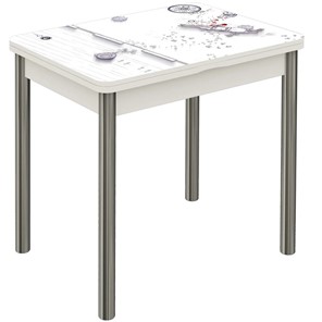Кухонный стол раскладной Бари хром №6 (Exclusive h174/белый) в Чебоксарах