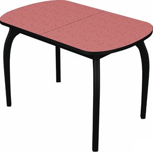 Обеденный раздвижной стол Ривьера мини дерево №1, пластик (цветы красные/черный) в Чебоксарах - предосмотр