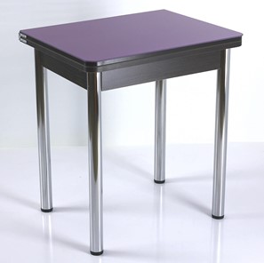 Кухонный пристенный стол СПА-01 СТ2, венге ЛДСП/стекло фиолетовый/39 прямые трубки хром в Чебоксарах