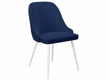 Обеденный стул 256, микровелюр К17 синий, ножки белые в Чебоксарах