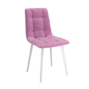 Кухонный стул Белла, велюр тенерифе розовый/Цвет металл белый в Чебоксарах