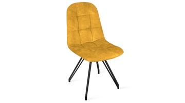 Обеденный стул Райс К4 (Черный муар/Микровелюр Wellmart Yellow) в Чебоксарах