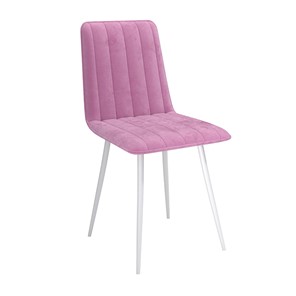 Обеденный стул Тахо, велюр тенерифе розовый/Цвет металл белый в Чебоксарах