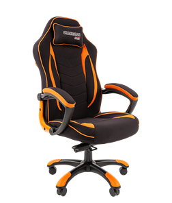 Кресло игровое CHAIRMAN GAME 28 Полиэстер комбинированная ткань оранжевый/черный в Чебоксарах