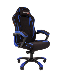 Кресло игровое CHAIRMAN GAME 28 Полиэстер комбинированная ткань синий/черный в Чебоксарах
