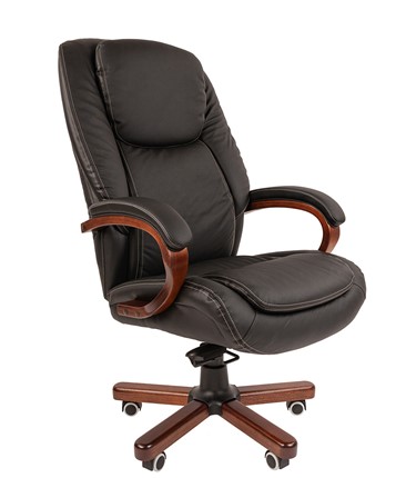 Офисное кресло CHAIRMAN 408 кожа черная в Чебоксарах - изображение