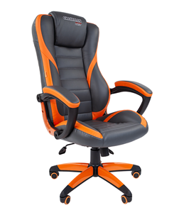 Офисное кресло CHAIRMAN GAME 22 эко кожа, серый/оранжевый в Чебоксарах