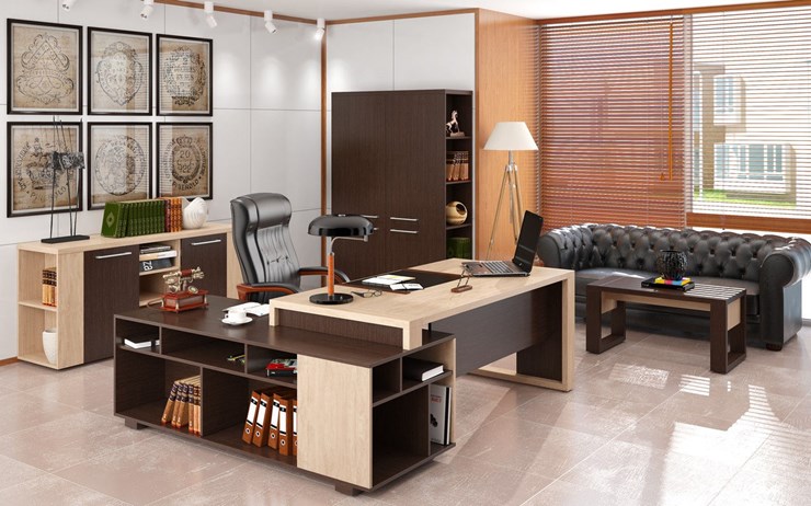 Кабинет руководителя ALTO с высоким шкафом для одежды, низким для документов и журнальным столиком в Чебоксарах - изображение 2