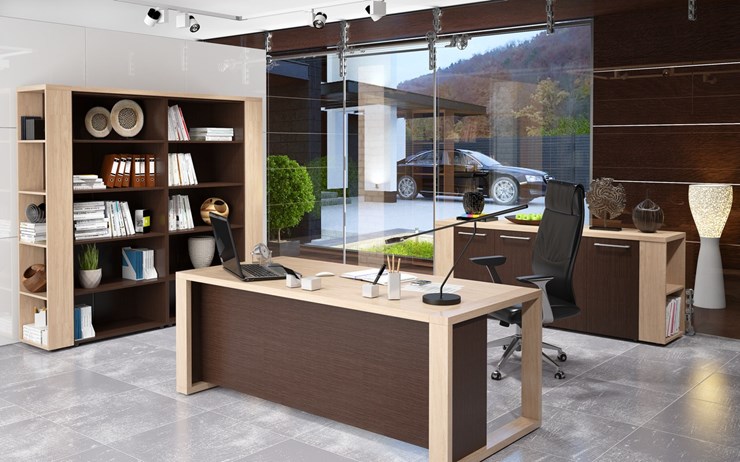 Кабинет руководителя ALTO с высоким шкафом для одежды, низким для документов и журнальным столиком в Чебоксарах - изображение 3