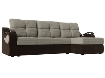 Угловой диван Меркурий, Корфу 02 (рогожка)/коричневый (вельвет) в Чебоксарах