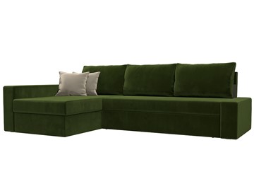 Угловой диван Версаль, Зеленый/Бежевый (микровельвет) в Чебоксарах