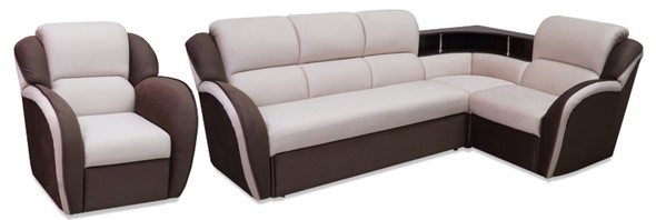 Угловой диван Соня-14 с полкой и креслом в Чебоксарах - изображение