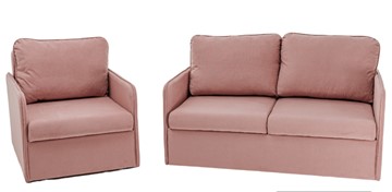 Мебельный набор Амира розовый диван + кресло в Чебоксарах