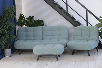 Комплект мебели Абри цвет мята кресло + диван + пуф опора металл в Чебоксарах