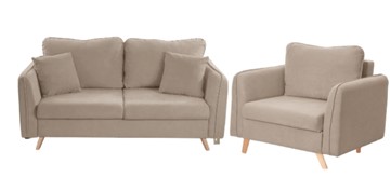 Комплект мебели Бертон бежевый диван+ кресло в Чебоксарах