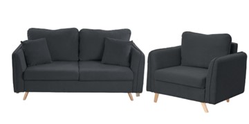 Комплект мебели Бертон графит диван+ кресло в Чебоксарах